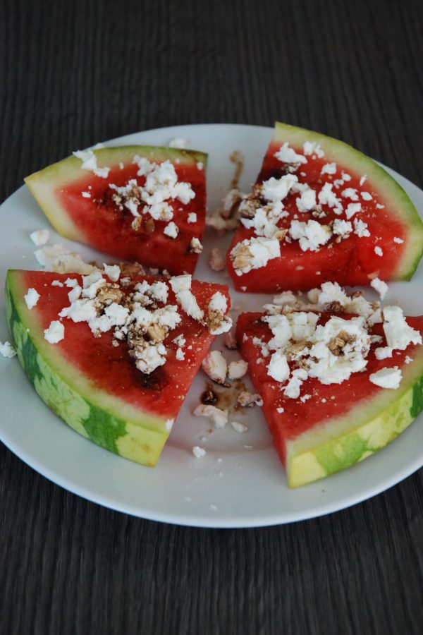 Pastèque feta et vinaigre balsamique