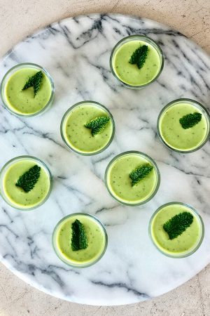 Gaspacho de petits pois et menthe – végétarien